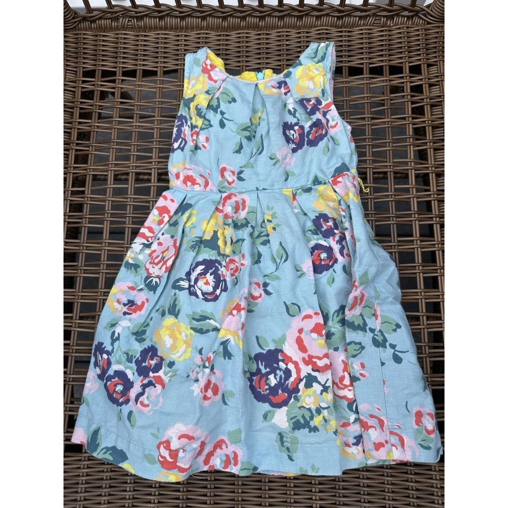 Mini Boden Dress Toddler Sz 2-3y  Lined floral Linen Blend Dress Easter